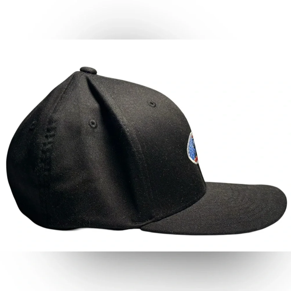 Ford Men's Black Flexfit Baseball Cap with American Flag Patch
